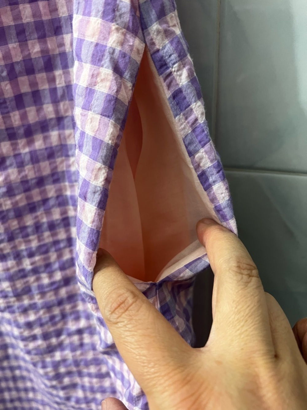 Never a Wallflower One Shoulder Gingham Midi Dress M Retro Preppy Coastal Chic - Picture 4 of 8